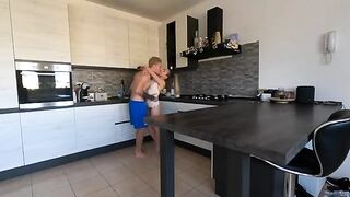 The guy made a reward for the girl who squirts and masturbates her clitoris