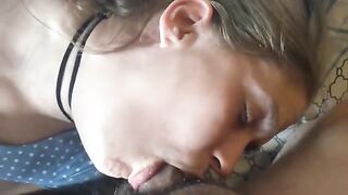 A girl receives a portion of warm cum after deep anal sex