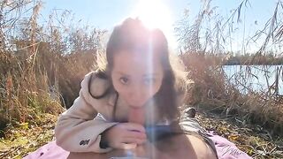 Petite chick Mini Julia gets banged outdoors by a stranger