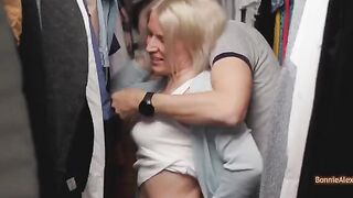 Couple has spontaneous sex right in the dressing room, no preparation