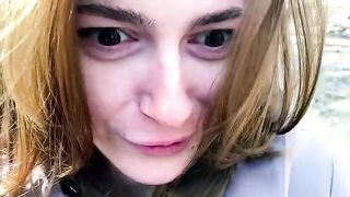 A girl was filmed in a compromising situation in the forest, showcasing her skills
