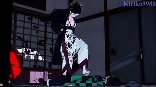 Hentai with deep sex between Daki and Tanjiro Kamado in a Japanese-style room