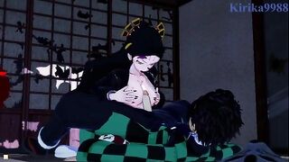 Hentai with deep sex between Daki and Tanjiro Kamado in a Japanese-style room