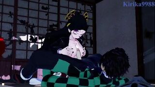 Hentai with deep sex between Daki and Tanjiro Kamado in a Japanese-style room