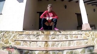 A compilation of girls pissing outdoors with a full bladder